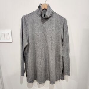 J Jill Shirt Womens Large Gray Cotton Modal Stretch Turtleneck Long Sleeve
